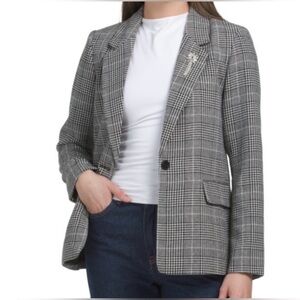 NWT!! Rachel Zoe Gray Plaid Blazer